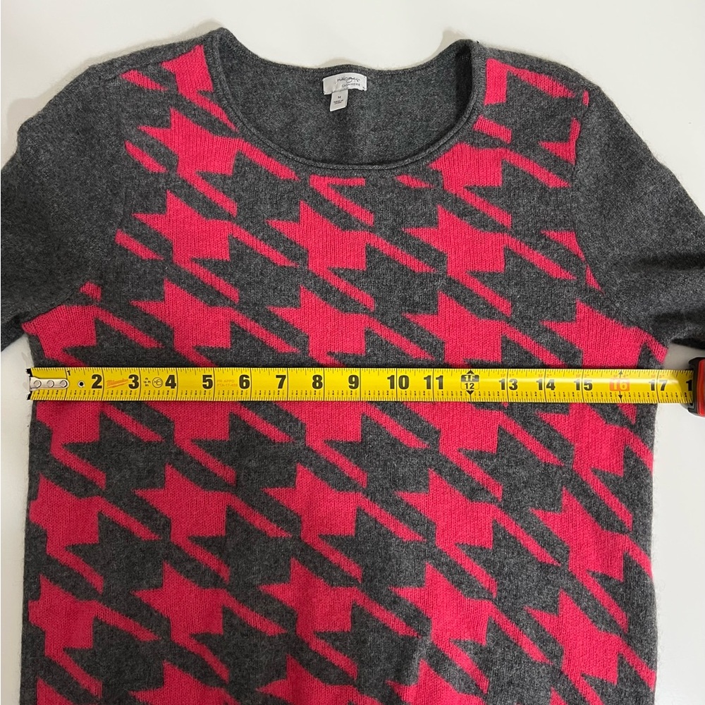 Halogen 100% Cashmere Sweater Gray & Pink Houndstooth Women's Medium - Picture 6 of 10
